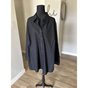 Jones New York Signature Woman Black Easy Care Button Down Shirt 3X NWT